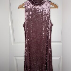 Mudd Crushed Velvet Dusty Pink Turtleneck Mini Dress – Size XL – Winter Ready